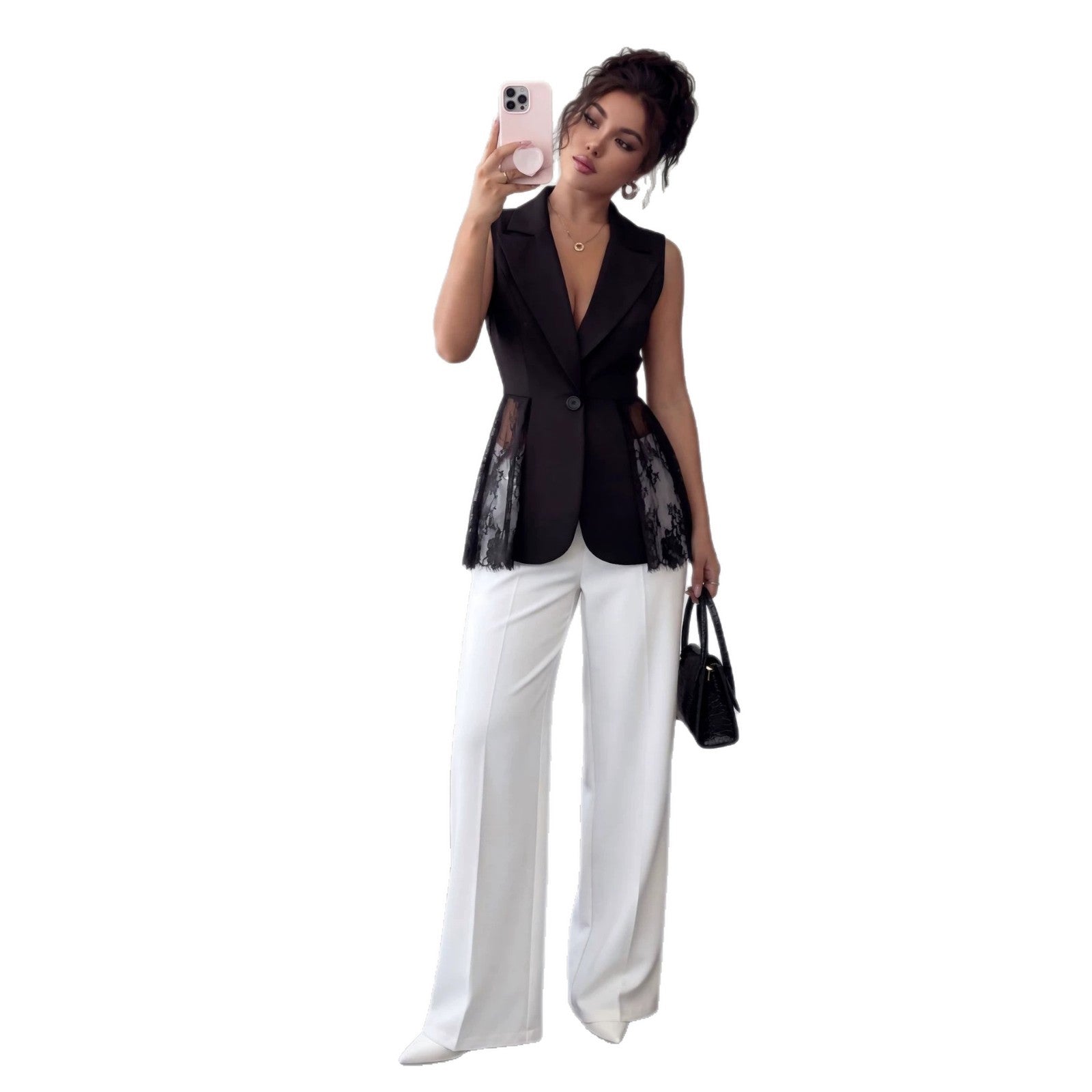 Sleeveless slim fit A-line jacket