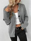 Solid color hooded single breasted sweater for women