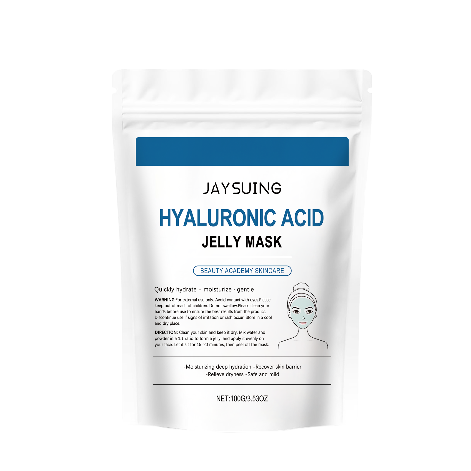 Jaysuing Hyaluronic Acid Moisturizing Mask, Gently Hydrates And Moisturizes Tender, Smooth And Delicate Skin