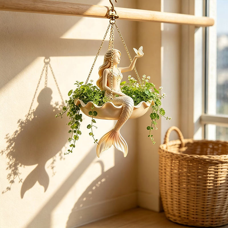Resin Hanging Planter – Elegant Ballerina Design, Hand-Carved Detail, UV-Resistant Outdoor Flower Pot